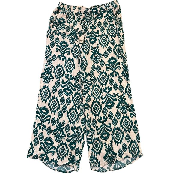 Cupio Womens Sz L/G Green & White Patterned Pants - Picture 2 of 5